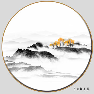 水墨山