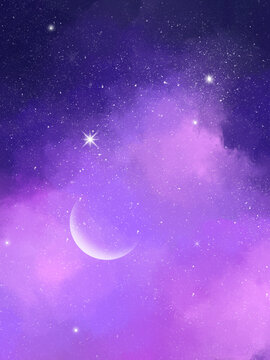 治愈系唯美星空插畫背景