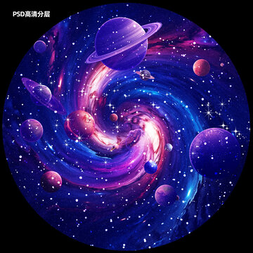 圓形星空星球太空軟膜