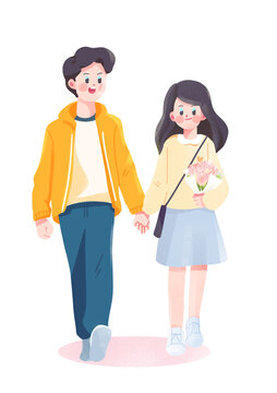 可愛小清新粉色七夕情人節(jié)插畫