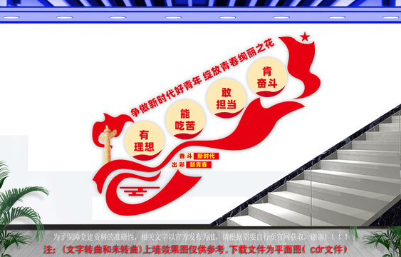 爭做新時(shí)代好青年樓梯文化墻