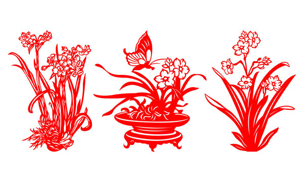 水仙花剪紙