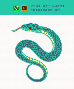 青綠色蛇年春節(jié)生肖蛇素材