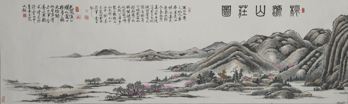 桃源山水手繪國畫