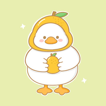 鴨子和梨插畫