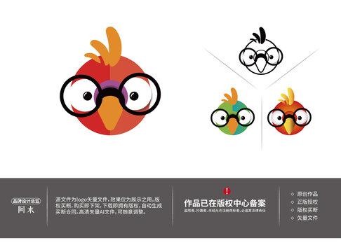 鳥鸚鵡卡通logo設(shè)計