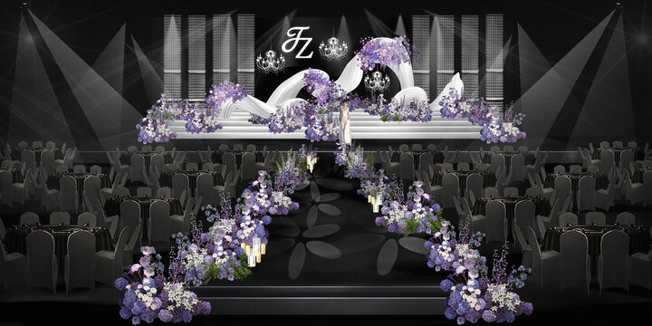 紫色泡雕韓系婚禮效果圖