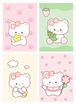 可愛卡通戴花小白熊合集