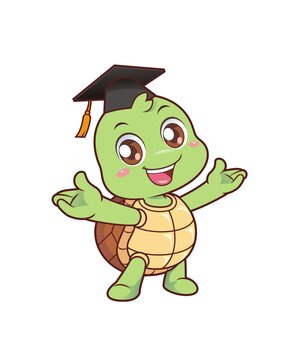 卡通可愛小烏龜博士歡迎形象