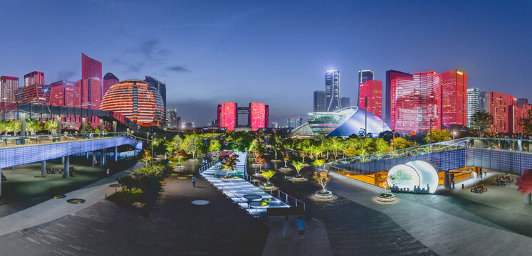 杭州錢江新城夜景全景