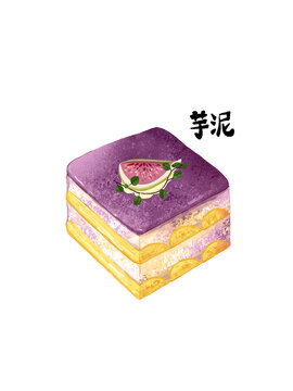 芋泥提拉米蘇插畫元素