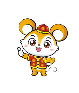 卡通可愛(ài)小老鼠點(diǎn)贊形象矢量圖