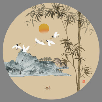 山水竹子圖