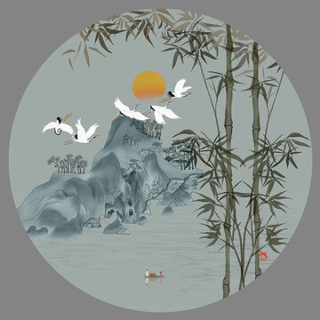 山水竹子圖