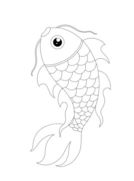 國潮線描簡筆畫魚