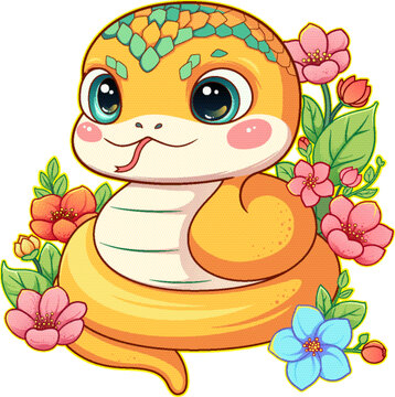 蛇年卡通蛇新年插畫