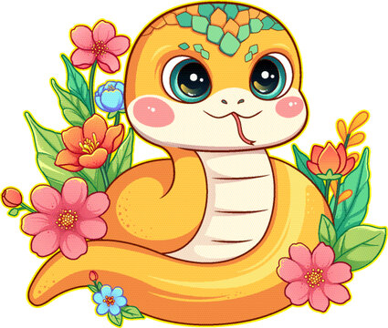 蛇年可愛卡通蛇新年插畫