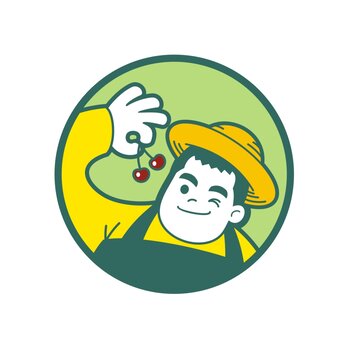 卡通開心年輕果農(nóng)頭像矢量圖