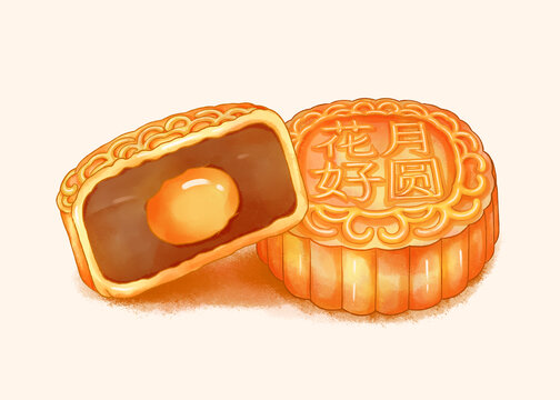 中秋月餅插畫素材