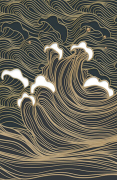 線描手繪海浪