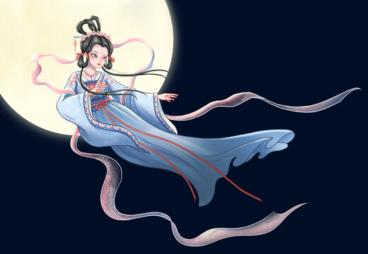 嫦娥奔月中秋節(jié)插畫