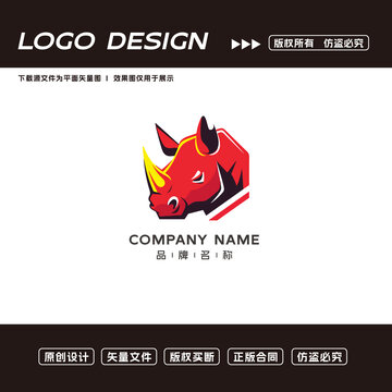 卡通犀牛logo標(biāo)志