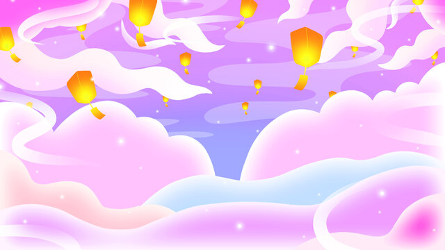 唯美浪漫七夕情人節(jié)背景插畫(huà)