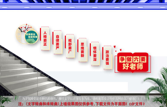 六要好教師文化墻樓梯文化墻