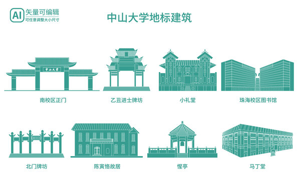 中山大學(xué)矢量線稿