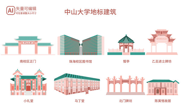 中山大學(xué)矢量建筑