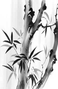 水墨茶樹
