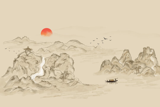 水墨山水裝飾畫