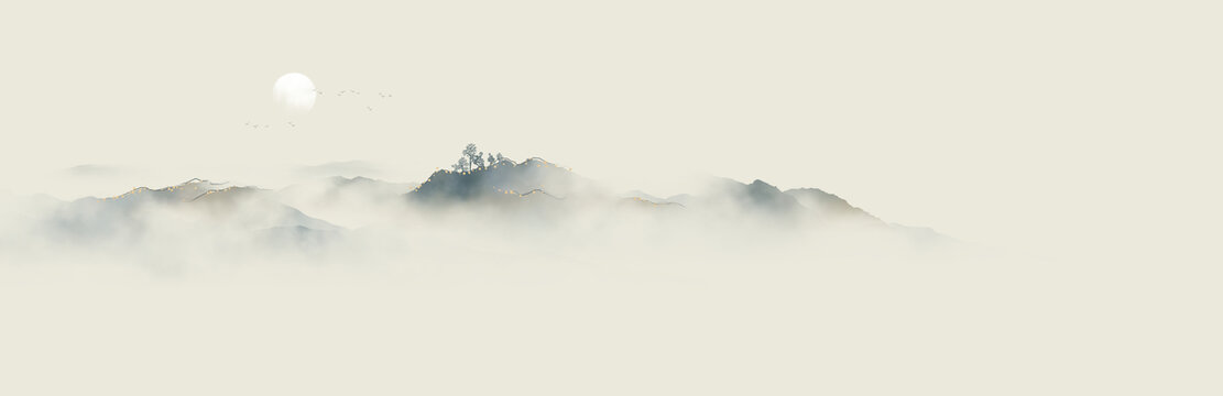 巨幅禪意水墨畫