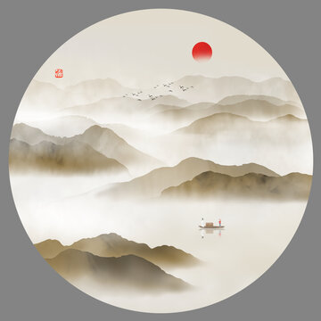 圓形山水畫