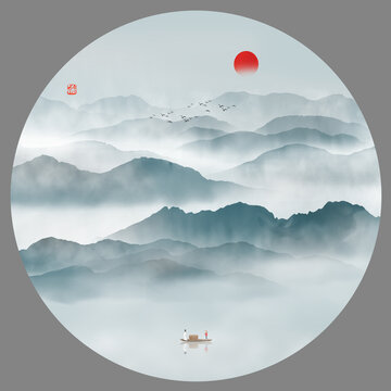 圓形山水畫