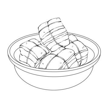 中國傳統(tǒng)美食浙江菜東坡肉線稿