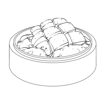中國(guó)傳統(tǒng)美食浙江菜干菜燜肉線稿