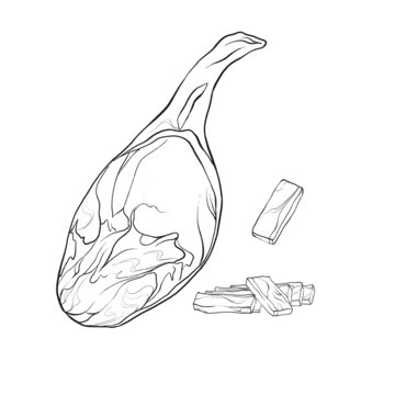 中國傳統(tǒng)美食浙江菜金華火腿線稿