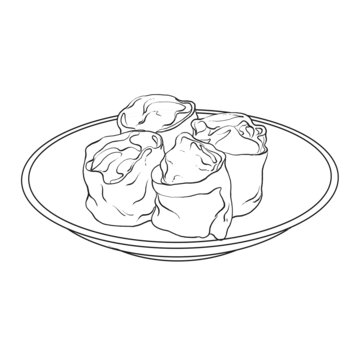 中國傳統(tǒng)美食浙江菜千張包子線稿