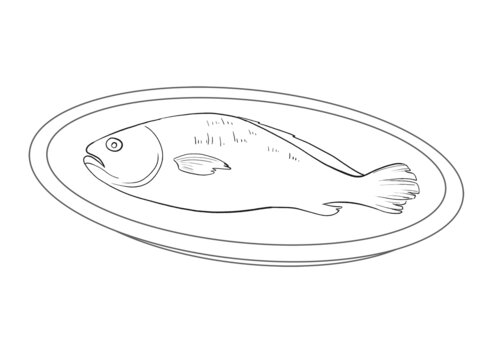 中國傳統(tǒng)美食浙江菜舟山黃魚線稿