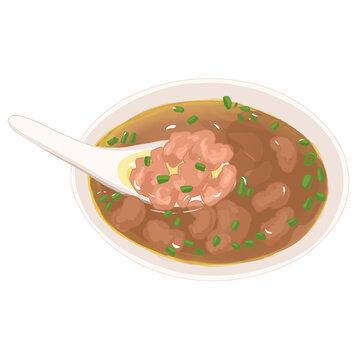 國風(fēng)手繪泉州美食牛肉羹