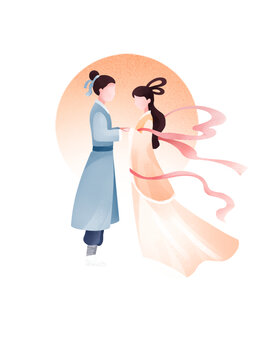 創(chuàng)意七夕情人節(jié)手繪插畫