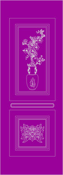 中式庭院木雕梅瓶門(mén)扇