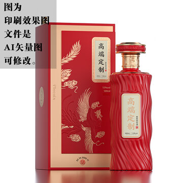 鳳凰紅色白酒桶盒