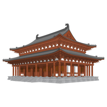 宋式重檐歇山大殿效果圖