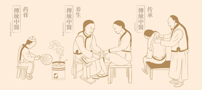 中醫(yī)藥膏圖插畫