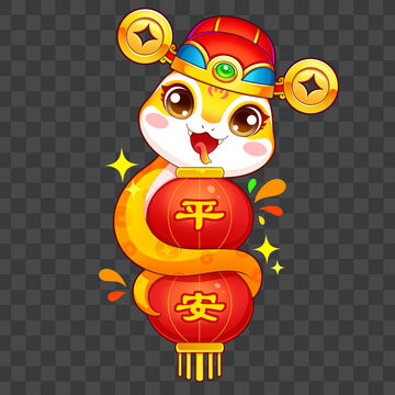 蛇年卡通可愛插畫窗貼
