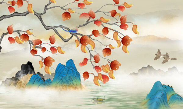 紅葉山水花鳥(niǎo)