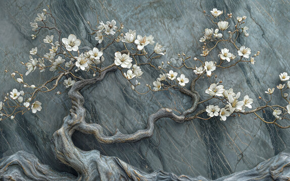意境刺繡梅花高清背景墻