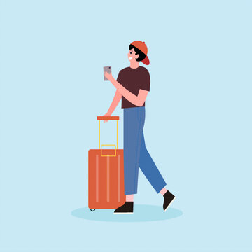 一個人出遠(yuǎn)門旅行插畫